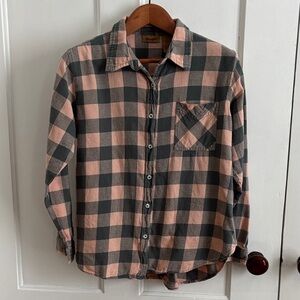 Wrangler Peach and Grey Plaid Shirt